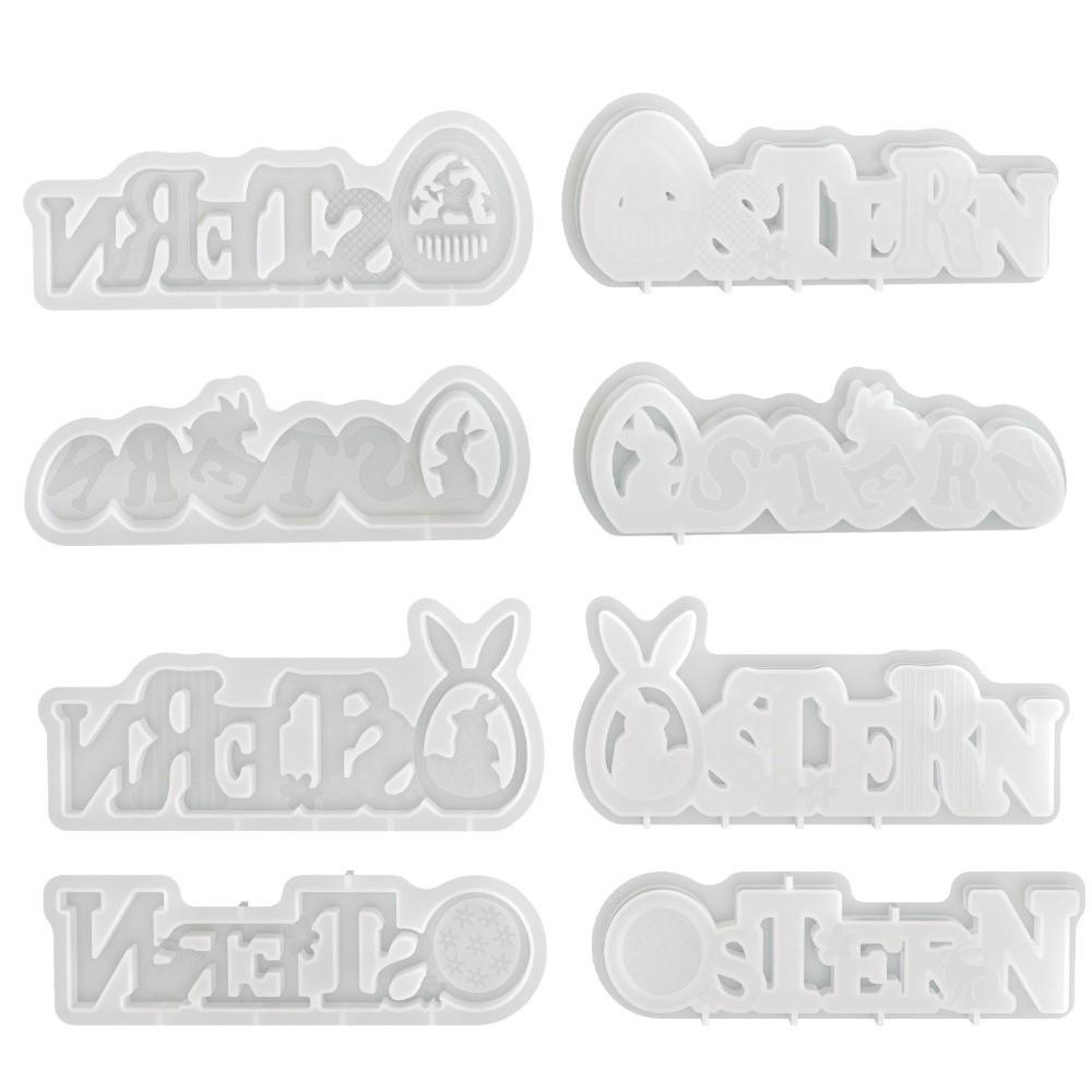 Non-Stick Easter Letter Ornament Flexible Bunny Egg Mold Rabbit Cement Mold  Holiday Ornament