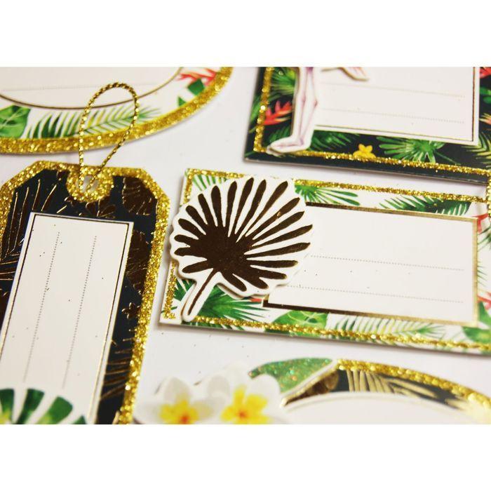 8 Self-adhesive Gift Labels - Tropical - Glitter