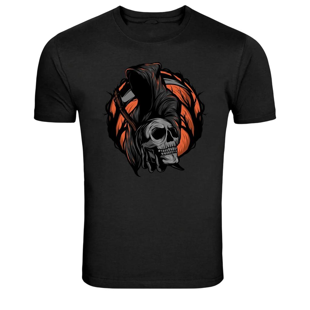 Футболка с графическим изображением Черепа Жнеца Смерти Готическая Смерть Хэллоуинская Футболка