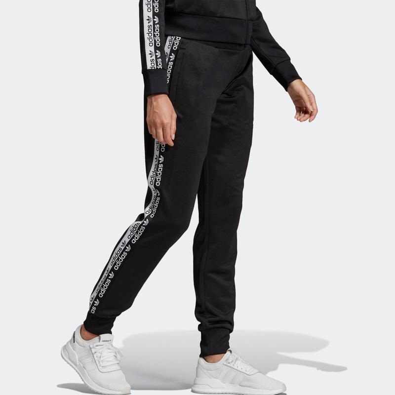 adidas Оригинальные Повседневные вязаные брюки с принтом логотипа сбоку, ретро-спорт, пэчворк, женские брюки, черный FI7114