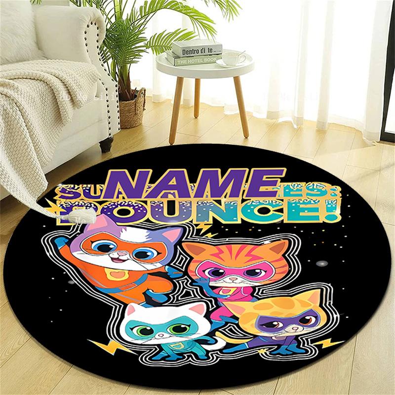 Personalized S-Super Kitties Adventures Round Chair Office Rug - Perfect for Mat, Office Chair & More - Ideal Gift for Birthdays and Holidays