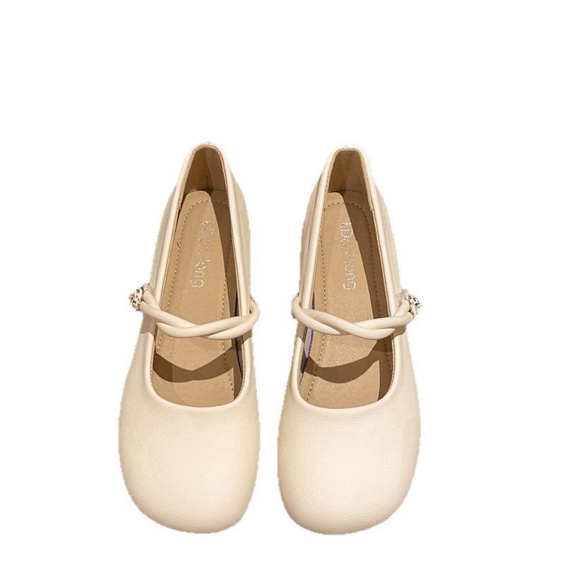 С юбкой одинарная обувь женская весна и лето универсальная ретро круглый носок мелкий вырез туфли Мэри Джейн прилив