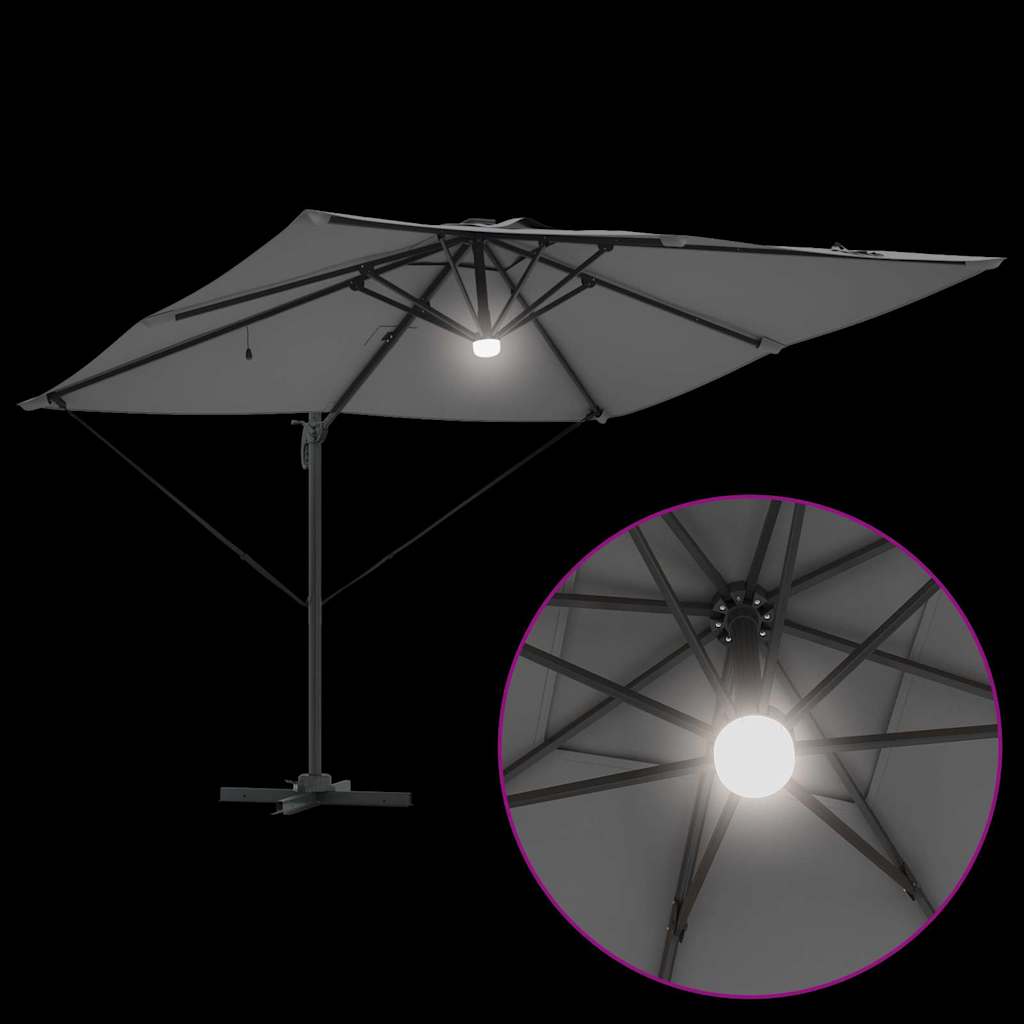 Roma Parasol with LED Light Strips Anthracite 286 x 284 x 270 cm