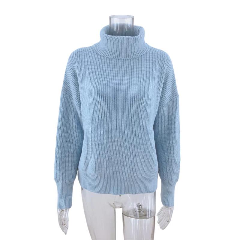 IHUASU Женский осенне-зимний свободный свитер с высоким воротом, однотонный свитер большого размера