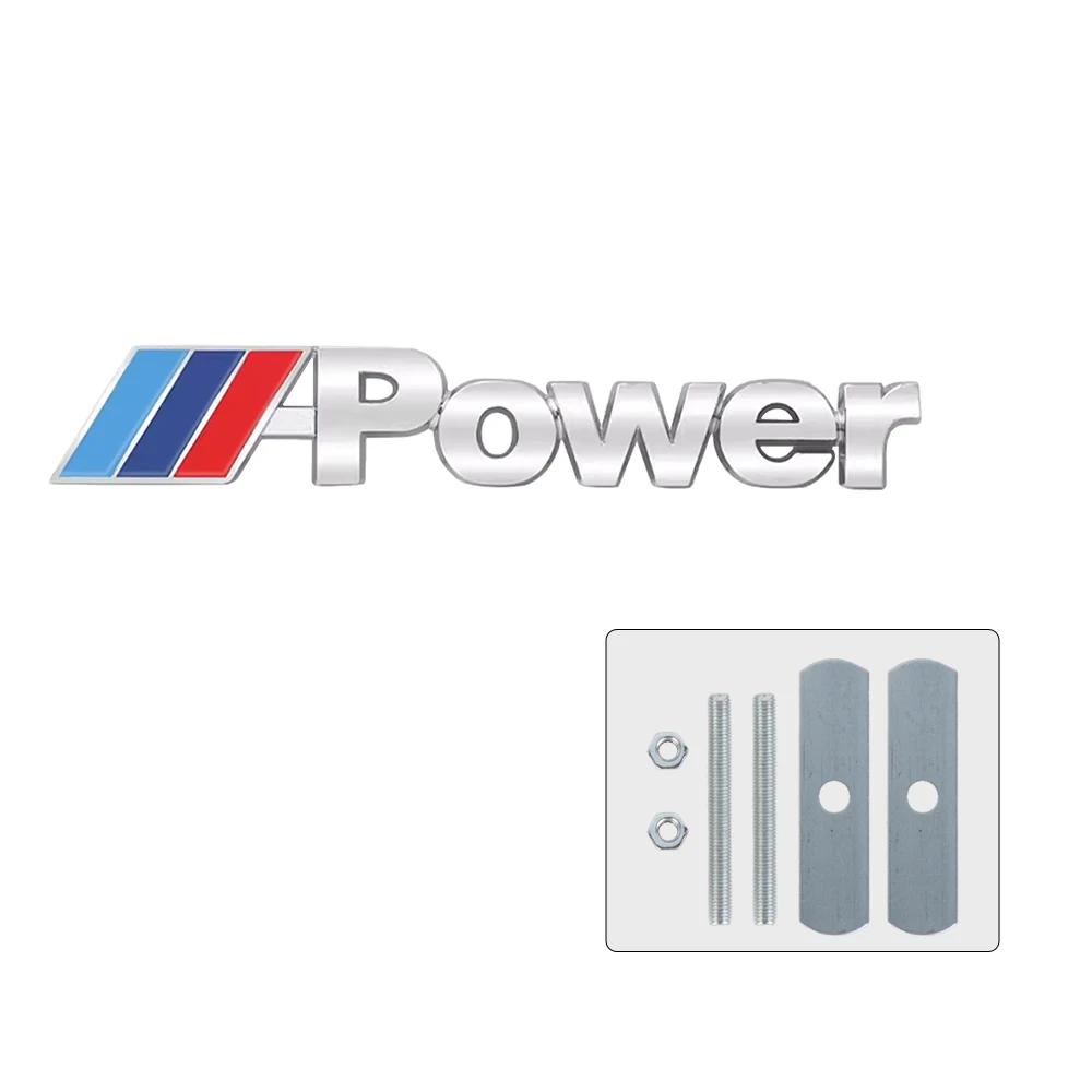 For BMW M M3 M5 POWER E90 E92 E93 F20 Sticker 3D Metal Auto Front Grille Badge Decoration Car Emblem Modification Accessories xs3