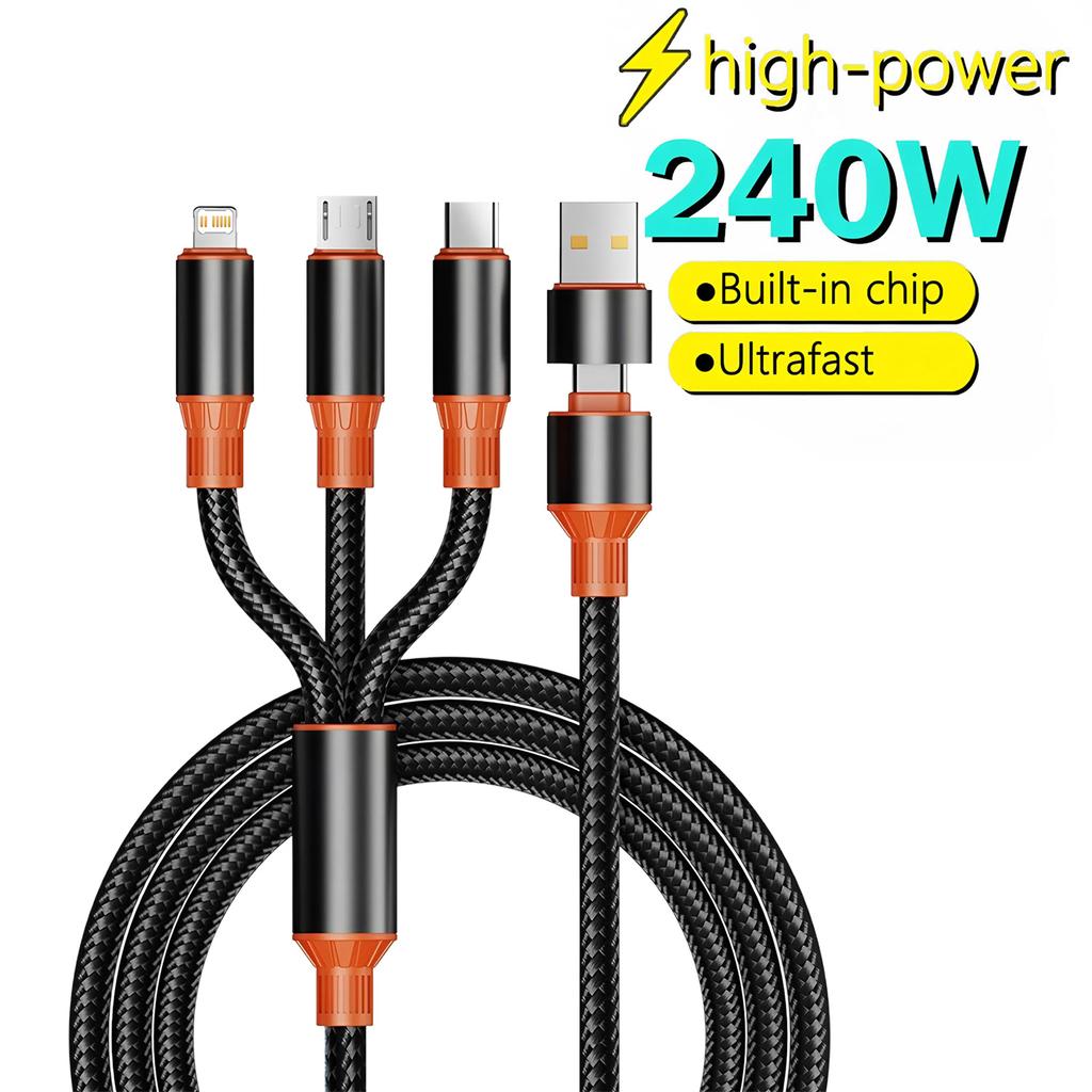 Кабель USB Type C 3 в 2 для iPhone 15 14 13 12 ProMax 11 Зарядный кабель 100 Вт Кабель 3 в 1 для Samsung Xiaomi Mi Macbook