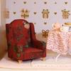 Doll Miniature Sofa Armchair Couch Mini Accent Chair Retro American Vintage Cloth Furniture Model