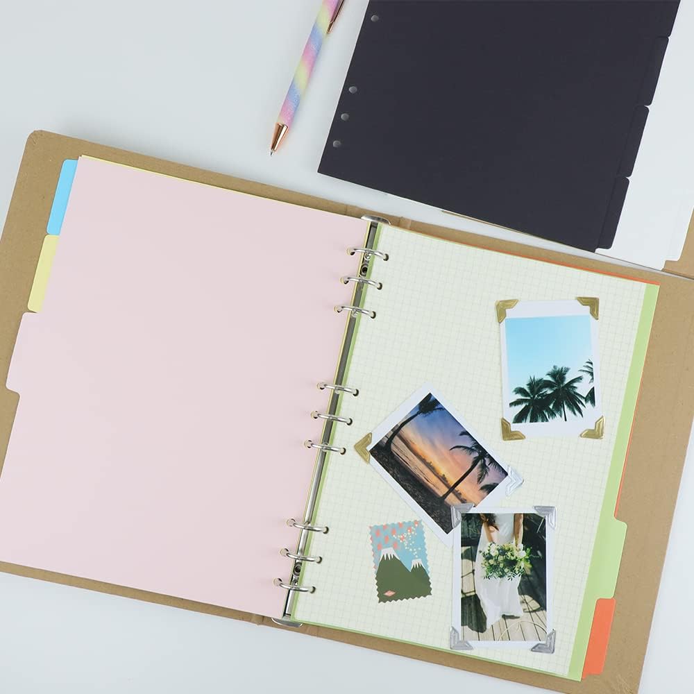 4 упаковки разделителей для папок B5, 5 отделов, с перфорацией на 9 колец, для папок-регистраторов, разделитель для планировщика, листы для заполнения, протекторы для листов(5