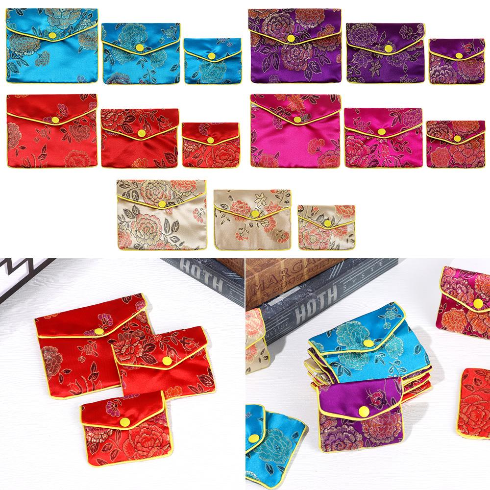 Brocade Portable Handmade Zipper Jewelry Bag Storage Pouch Snap Case Embroidery Bag