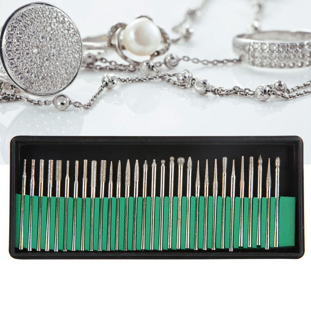 30 шт алмазный хвостовик шлифовальные вращающиеся сверла набор стеклянных нефритовых ювелирных изделий гравировка резьба инструменты