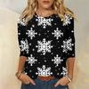 Рубашки с рукавом 3/4 для женщин Милые рождественские принты Графические футболки Блузки Повседневные Большие размеры Базовые топы Пуловеры