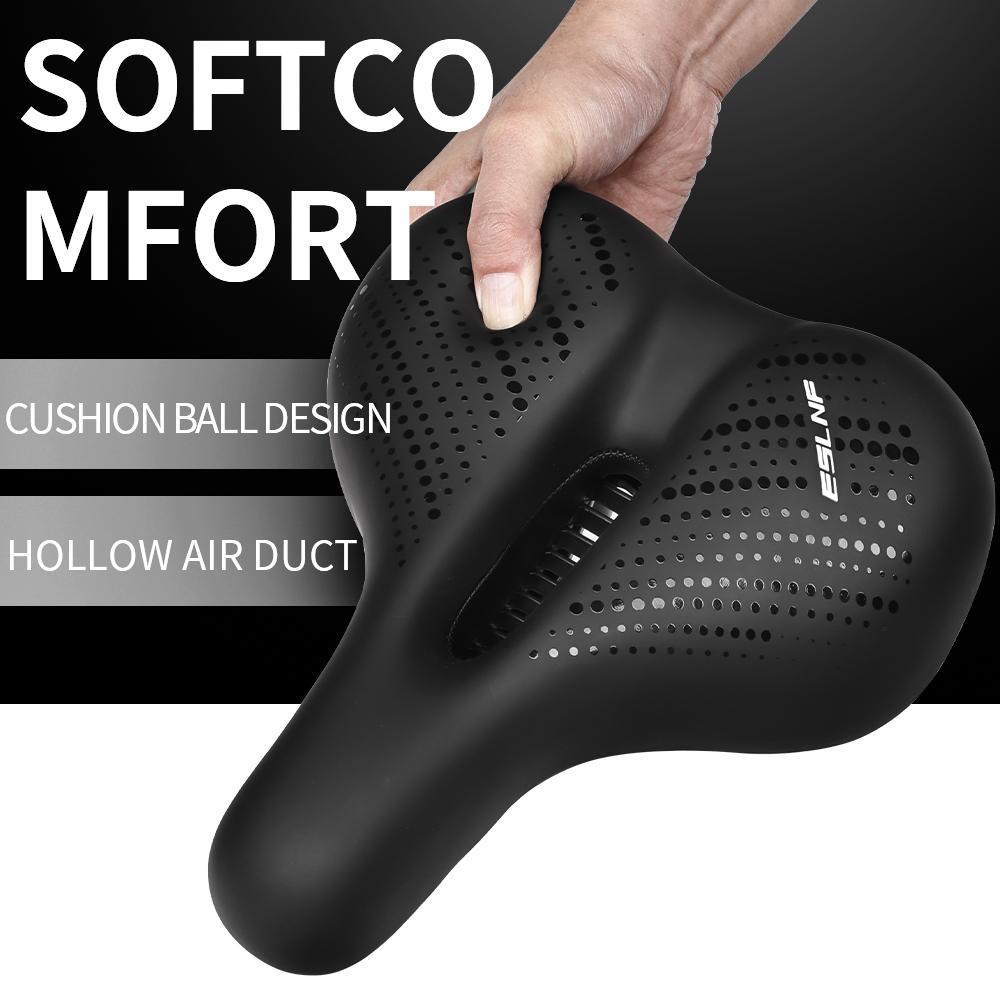 Big Wide Ventilated PU Road Bicycle Seat Carbon Shell Shock Absorption for Men-Simple Design Universal Bikes Soft Cycling