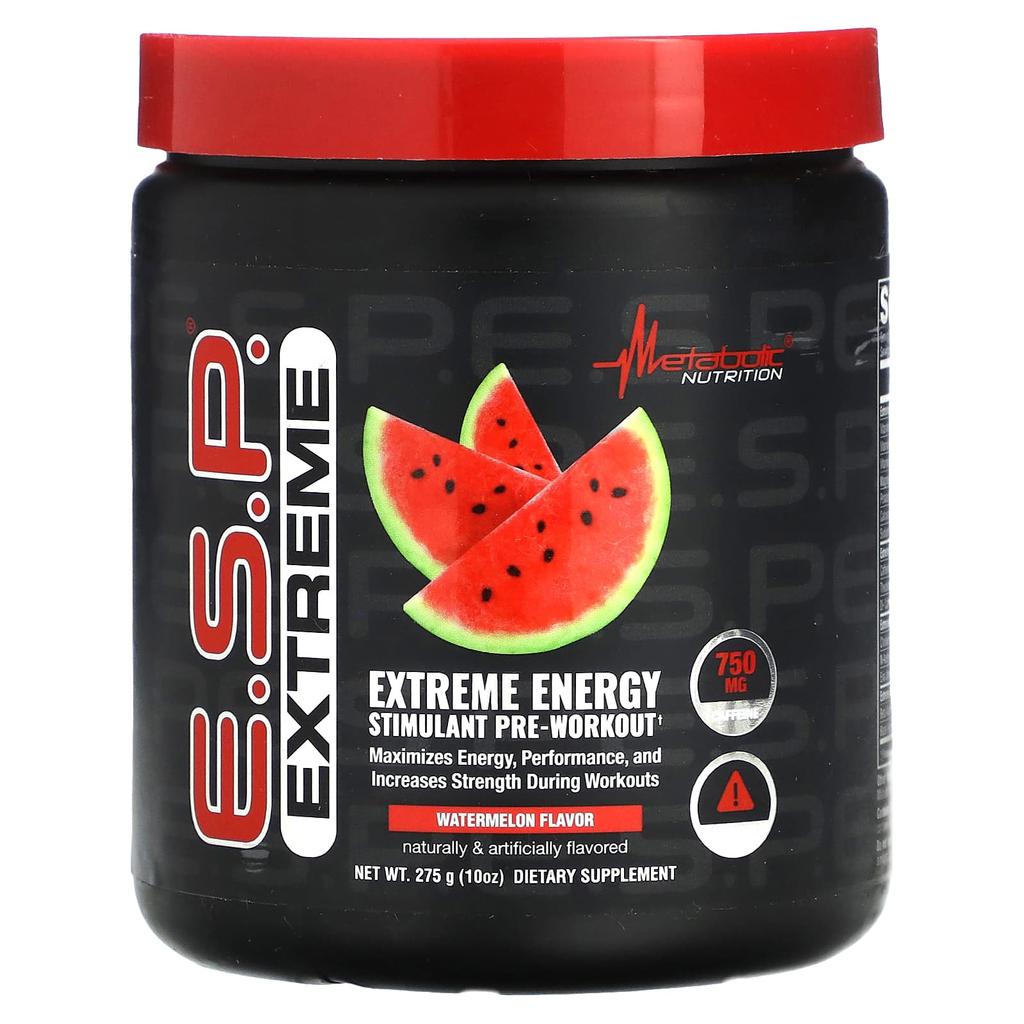 Metabolic Nutrition ESESP Extreme Energy Stimulant Pre-Workout, Watermelon Flavor, 10 Oz (275 G)