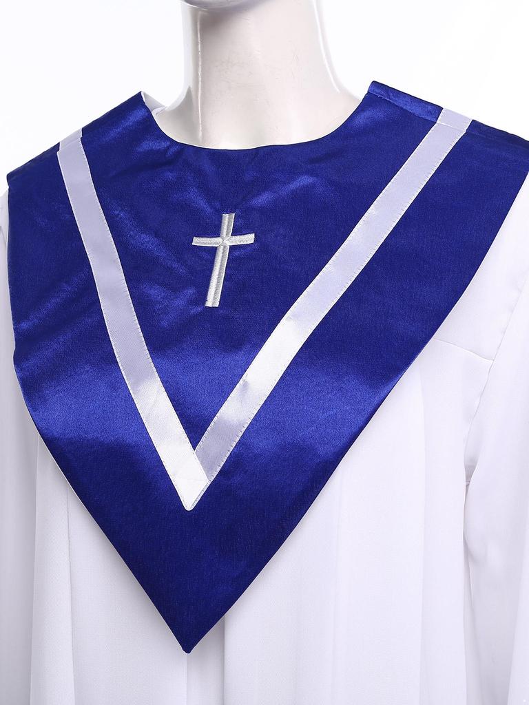 Unisex Adult S-3XL Choir Performance Gown Church Chorus Robe with V-Shape Stole for Women Men