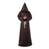 1 Set Halloween Cosplay Suit Robe Belt Necklace Set Hooded Long Sleeves Medieval Monk Witch Pastor Parties Performances Role-playing Costume