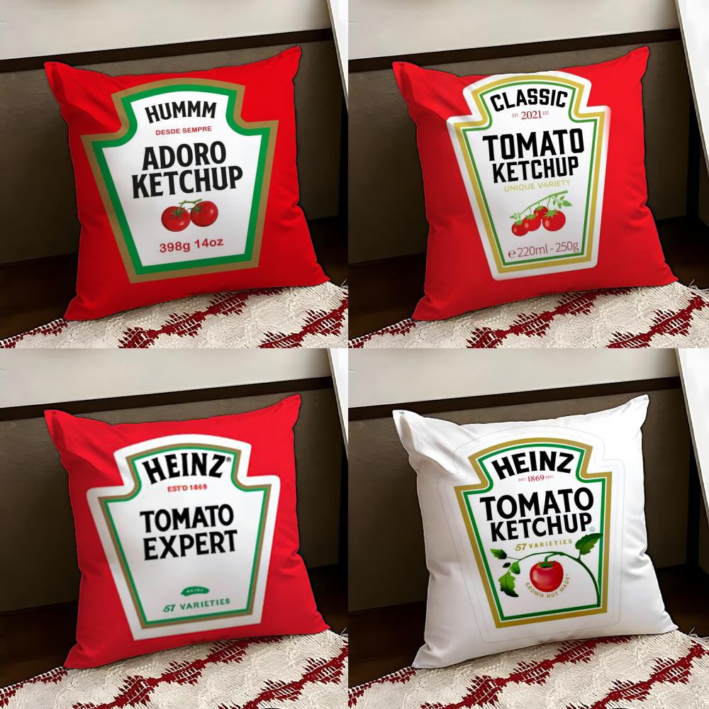Funny Ketchup Label Cushion Cover Reversible Soft Durable Pillow Cover Home Car MultiScene Use for Daily Comfort