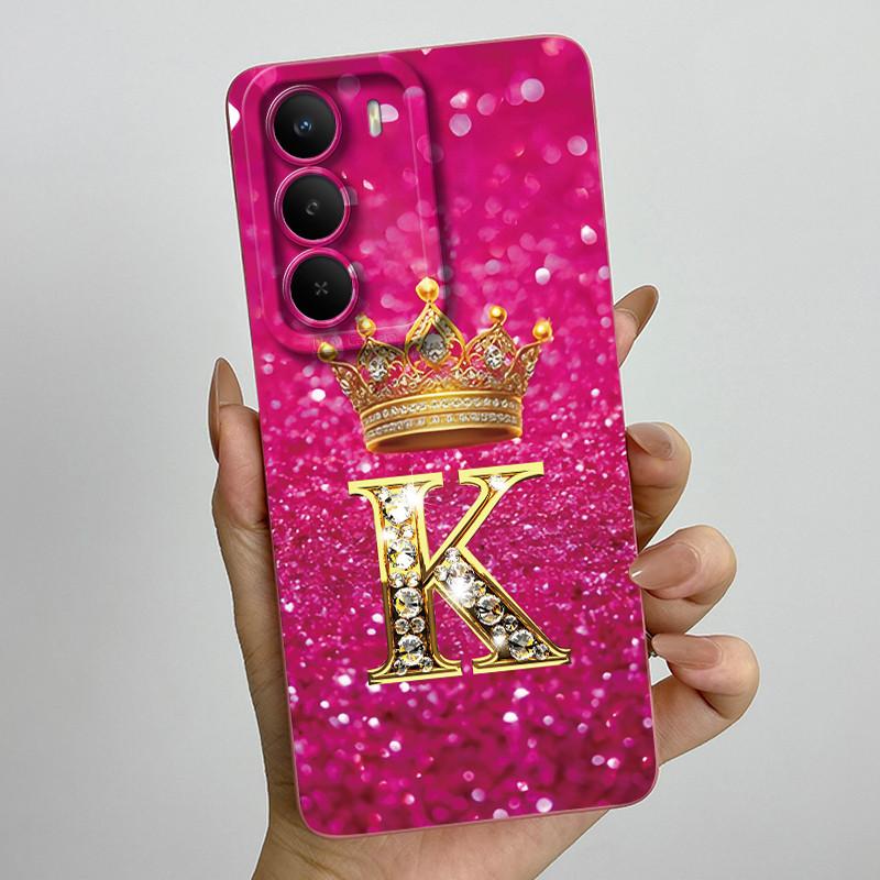Чехол из жидкого силикона для Realme P3 Lite 4G RMX5300 Корона Первоначальные буквы Чехол для пары Телефона Ударопрочный Мягкая задняя крышка из ТПУ Fundas