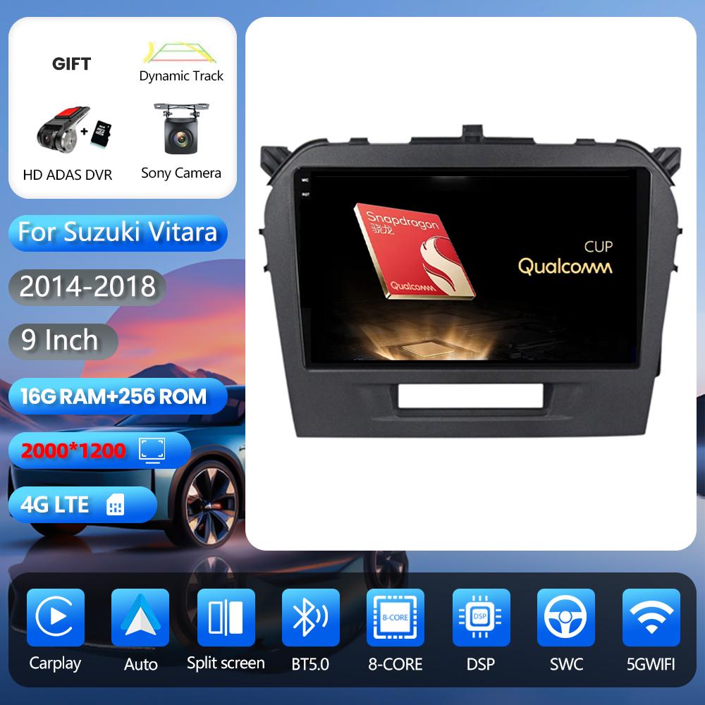 Android 16 pour Suzuki Vitara 4 2014 - 2018, autoradio CarPlay, lecteur multimédia BT, autoradio plug and play, contrôle par application