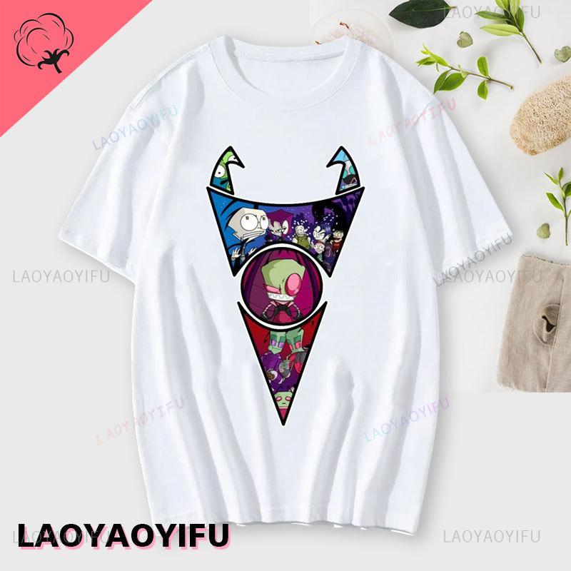 Kawaii Invader Zim Invader Gir Graphic T Shirt Zim Image Cartoon T Shirt Unisex Women Retro Tee Shirt Fashion Shirt Streetwear Tops