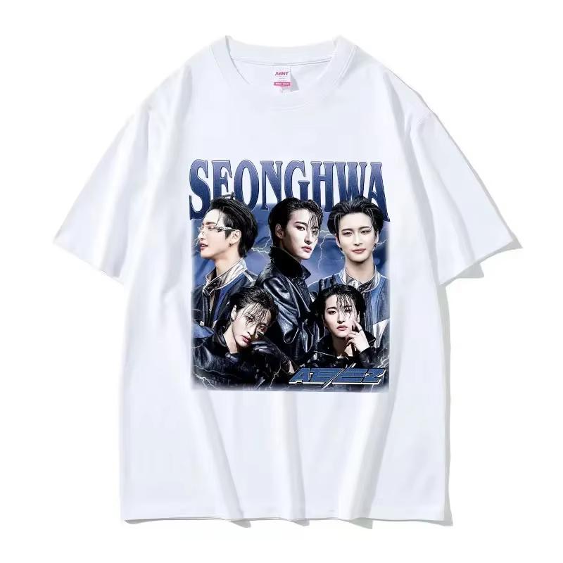 Korean Ateez Seonghwa World Tour Graphic T Shirt Unisex Women Fashion Kpop ONeck Clothing Tshirts Casual Cotton Summer Tshirt