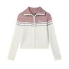 Fashionable Versatile Polo Collar Knitted Jacket Women Outerwear Cloud-Mushroom-White F11W519401FWT