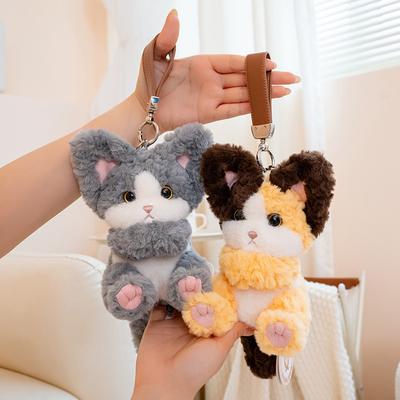 Премиальная реалистичная пушистая игрушка-кошка, мультяшный котенок, подвеска, мягкая игрушка, брелок, подвеска для сумок, подарок на день рождения