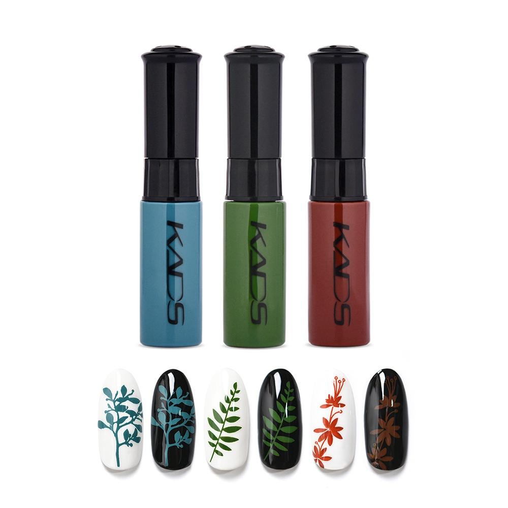 kads 3 шт./компл. лак для стемпинга ногтей, цветной белый, золотой, черный, серебряный лак для печати, лак для дизайна ногтей, ручка для маникюра, лак