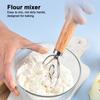 Dough Mixer Stainless Steel Dough Whisk with Wooden Handle Easy-to-clean Bread Whisk for Home Kitchen