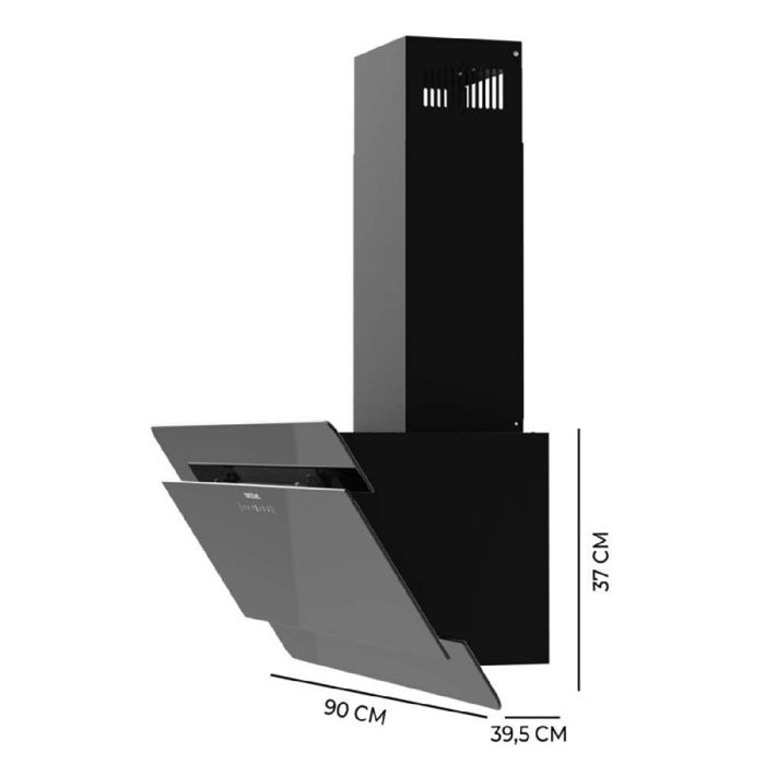 Decorative Hood - CECOTEC - Bolero Flux DT 908000 - Black Glass - 90 Cm - A++ - 800 M3/h