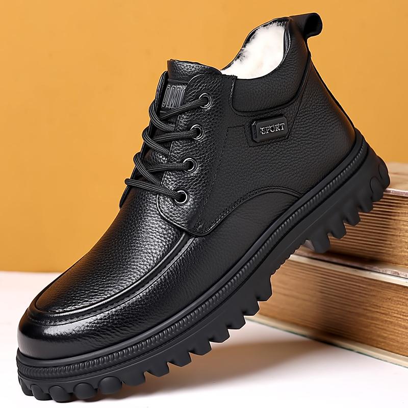 Winter Hot Selling Outdoor Cold Proof Snow Boots Fleece Wear-resistant Men's Leather Casual Shoes Men's High Cut Workwear Shoes