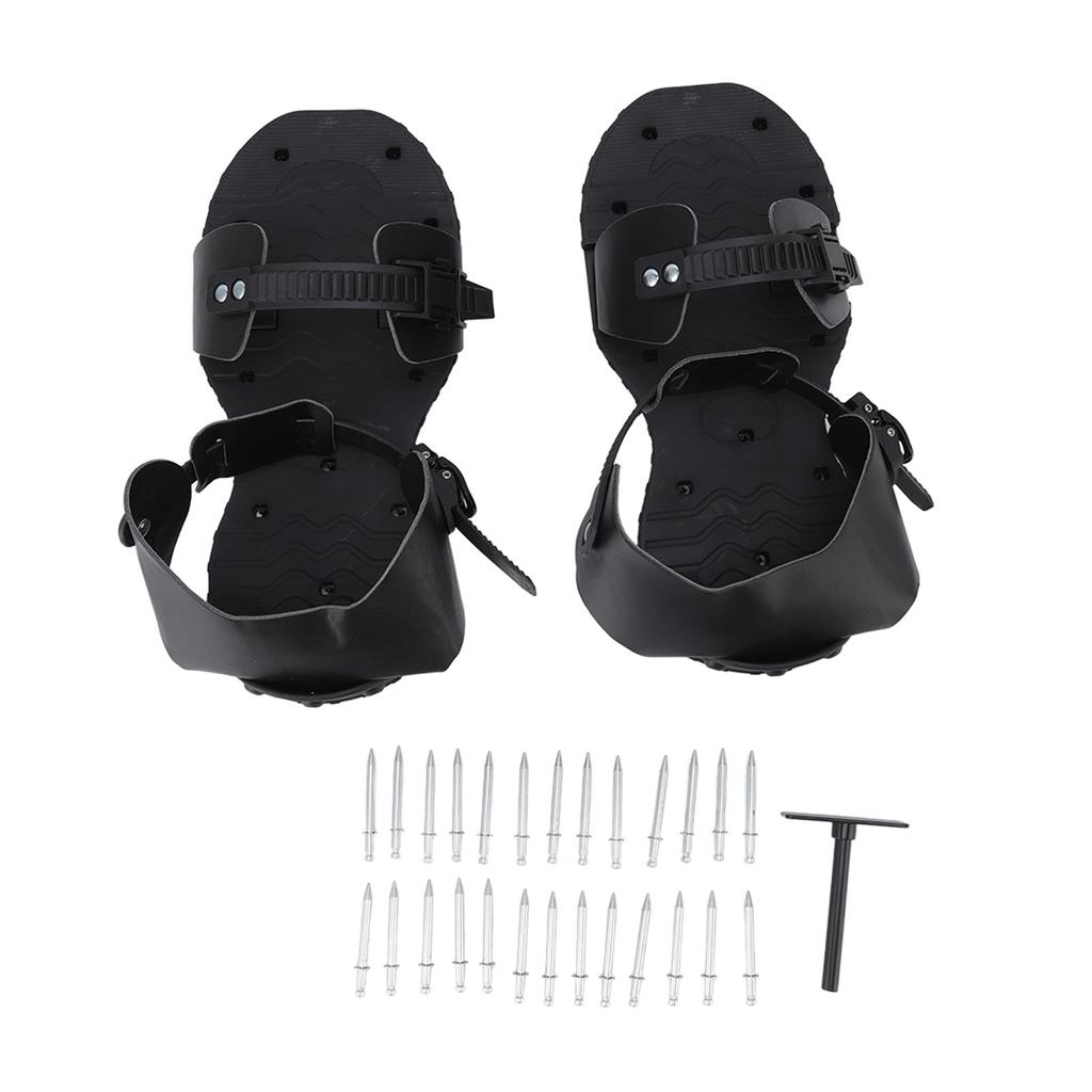 1 Pair Spike Sandals PU Lawn Aerator Shoes Grass Aerator Tool for Yard Garden Plants Health Black