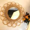 Натуральный ротанг Инновационное искусство Декоративное зеркало для макияжа Туалетный столик Гостиная Ванная комната Настенное ремесло