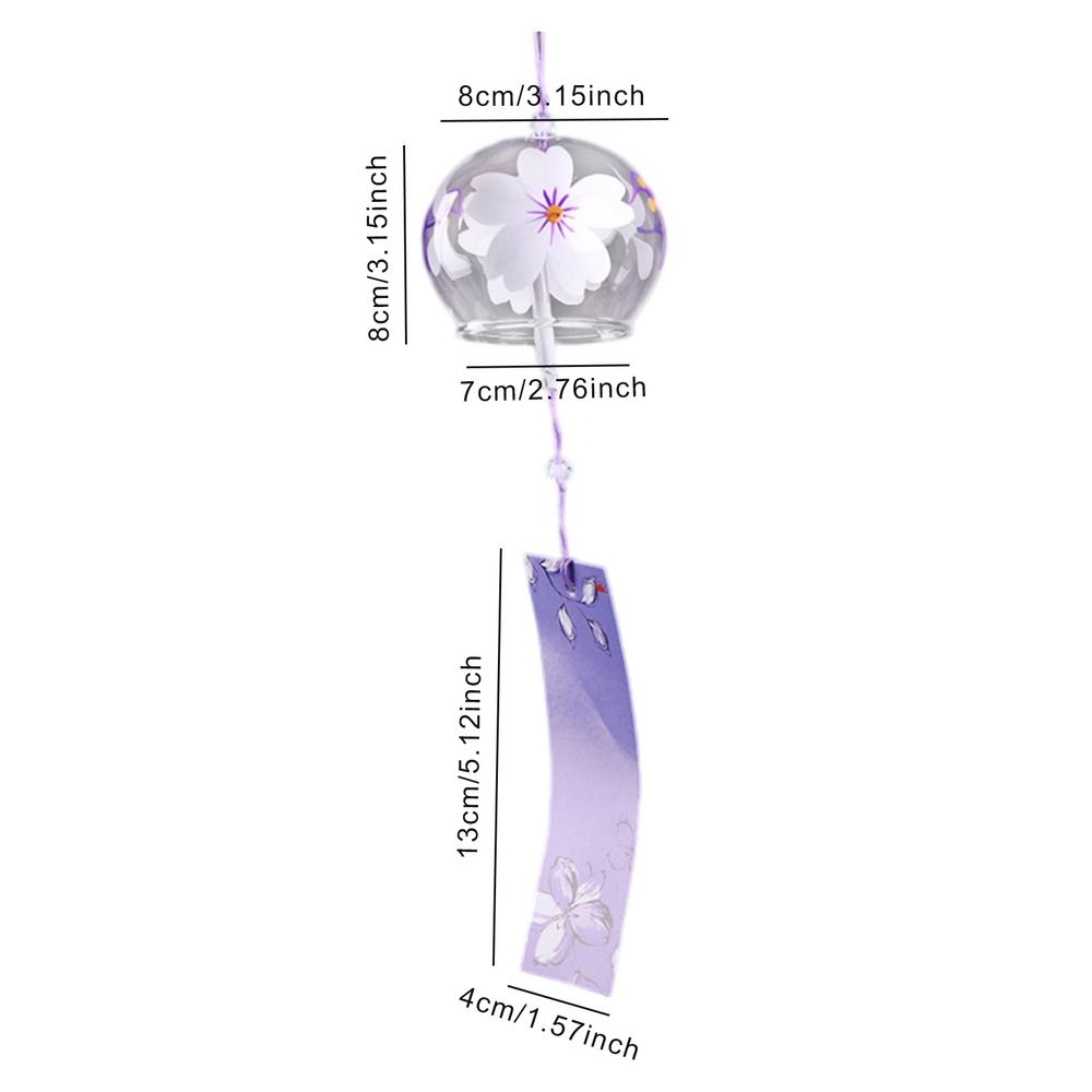 Стеклянные колокольчики в японском стиле, подвесные колокольчики в виде ветряных колокольчиков для домашнего декора с рисунком в виде цветущей сакуры, подвесные колокольчики в виде ветряных колокольчиков