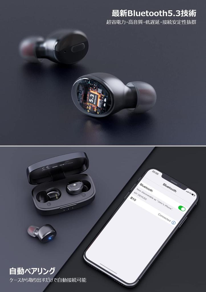 Kebruma Wireless Earphones Bluetooth IPX8 Waterproof Equipped with Noise Canceling Earphones 8 Hours of Up To 40 Hours of Continuous Playback Fast