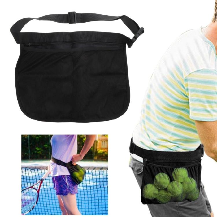 Tennis Ball Holder Adjustable Mesh Bag Waist Pouch Tennis Balls Carrying Bag