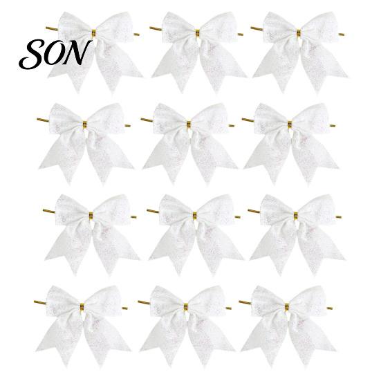 Luxury Style Christmas Tree Toppers Glitter Bow, Gold Sparkling Ribbon Hanging Ornament for Bow Decorations Wreath Gift Box, Festive