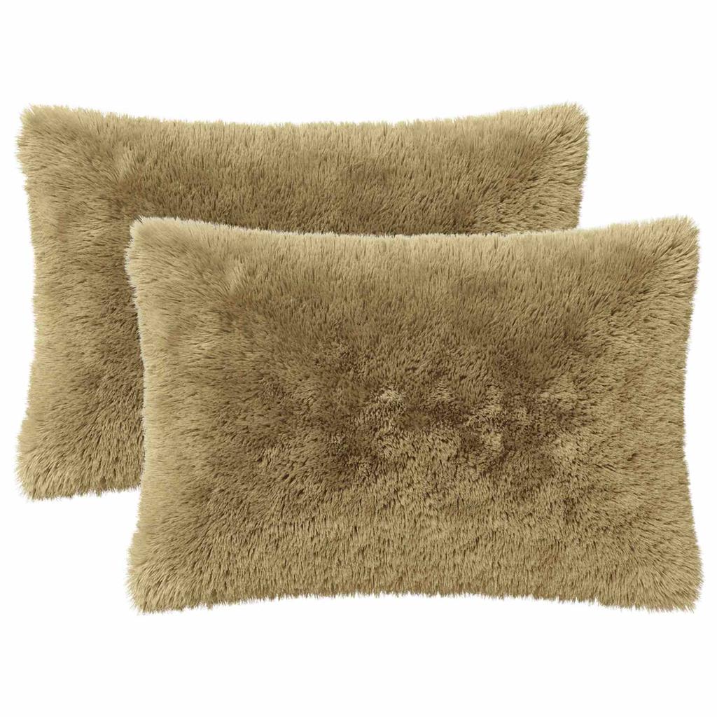 Cushions with Insert HEERLEN 2 Pcs. Light Gray PV Fleece