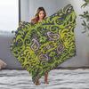 Vibrant Peacock Floral Print Throw Blanket Bohemian Bedspread Unique Sofa Cover Decorative Throw Blanket Dark Green Pattern