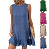 Women's Fashionable Solid Color Round Neck Ruffle Edge Sleeveless Casual Dress