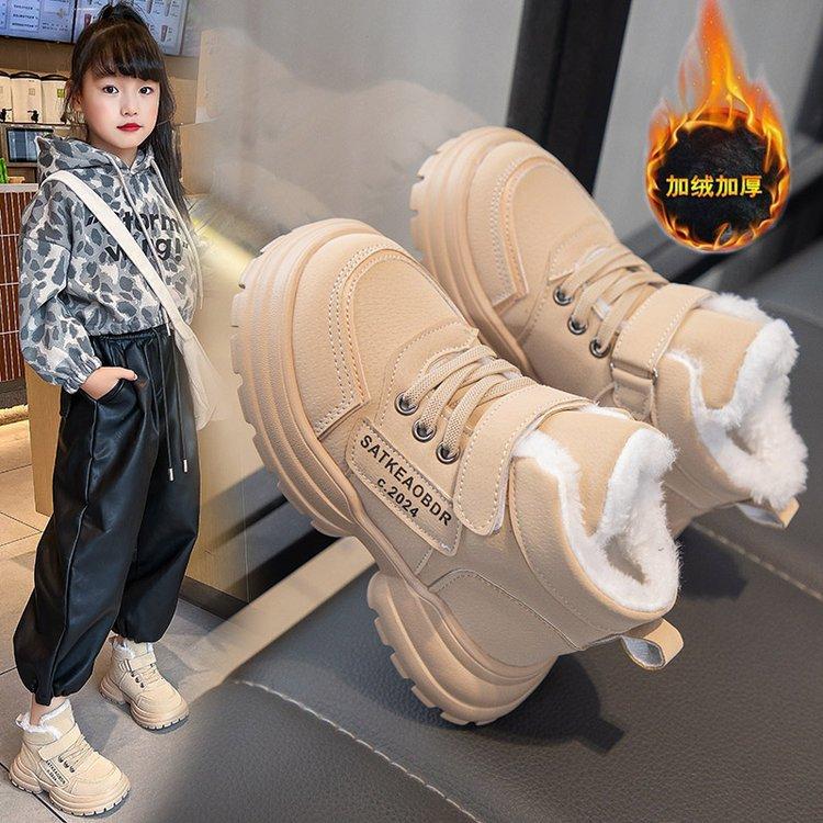 Новые детские зимние ботинки утолщенные высокие из хлопка