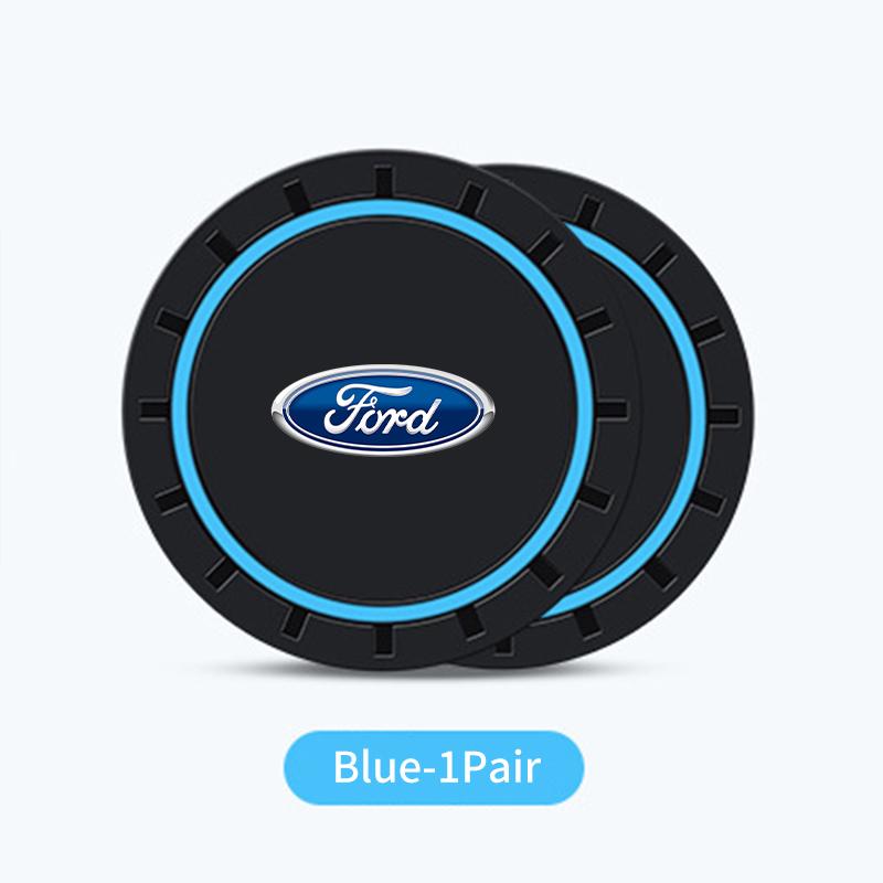 For Ford 2Pcs Car Logo Silicone Coaster Anti-Slip Water Cup Drink Mats Auto Accessories Escort KA Flex Everest KA Expedition