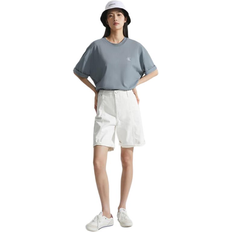 Calvin Klein Футболка с коротким рукавом и круглым вырезом с логотипом Alphabet SS23 Топы унисекс Серый Синий J400280-PN6