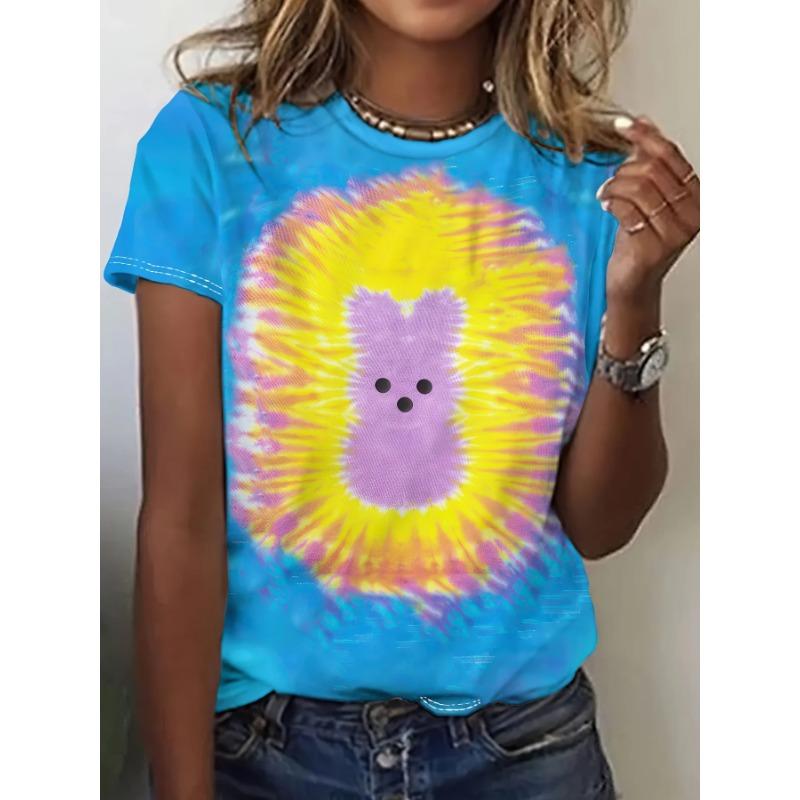 2024 Топ Женская футболка с принтом в виде сердца для женщин Футболки больших размеров с 3D-графикой Женская одежда Летняя блузка с коротким рукавом 5XL