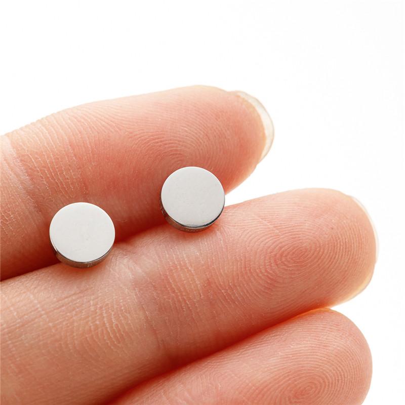 Small Stainless Steel Earrings Geometric Women Men Minimalist Round Heart Moon Star Ear Studs Triangle Pendientes Gift