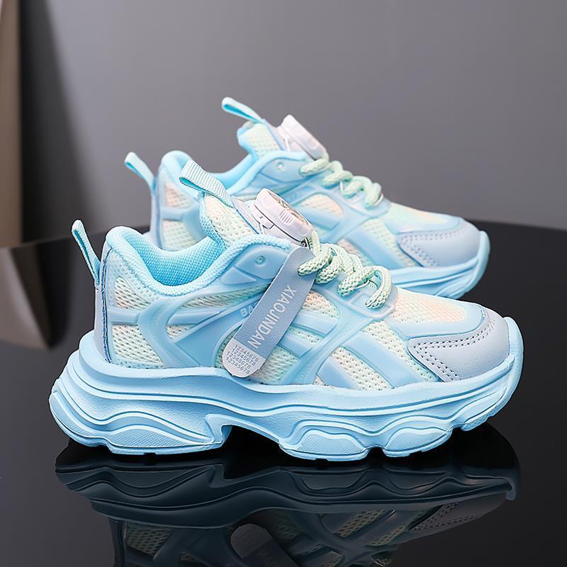 New Summer Mesh Breathable Children's Sports Shoes for Girls with Rotating Buckle, Running Dad Shoes for Older Girls