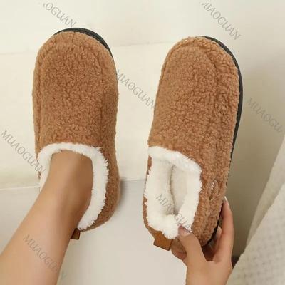 Модные пушистые женские тапочки для дома, зимние ботильоны, женские плюшевые повседневные туфли на платформе, элегантные шлепанцы на плоской подошве с мехом, для дома