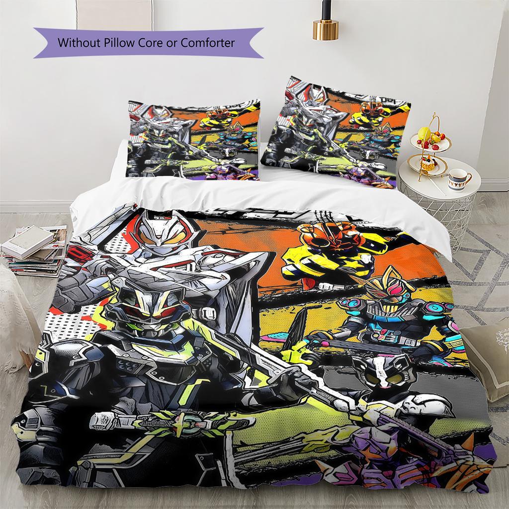 Kamen Rider Characters Bedding Set, 1 Duvet Cover & 2 Pillowcases, Home Decor, Perfect Gift for Tokusatsu Fans
