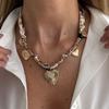 Leopard Print Conch Starfish Necklace Seashell Beads Chain Choker Scarf Necklace  Gold Jewelry