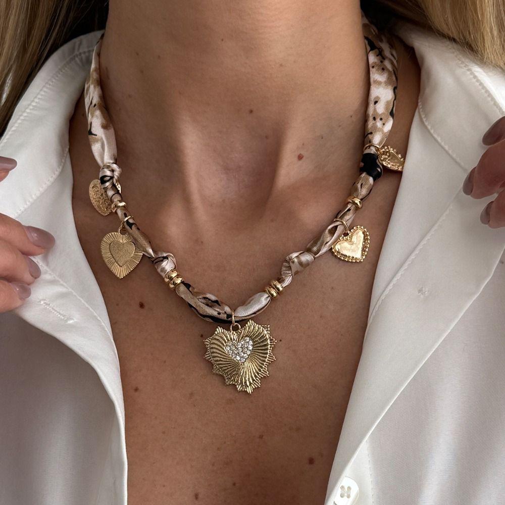 Leopard Print Conch Starfish Necklace Seashell Beads Chain Choker Scarf Necklace Gold Jewelry