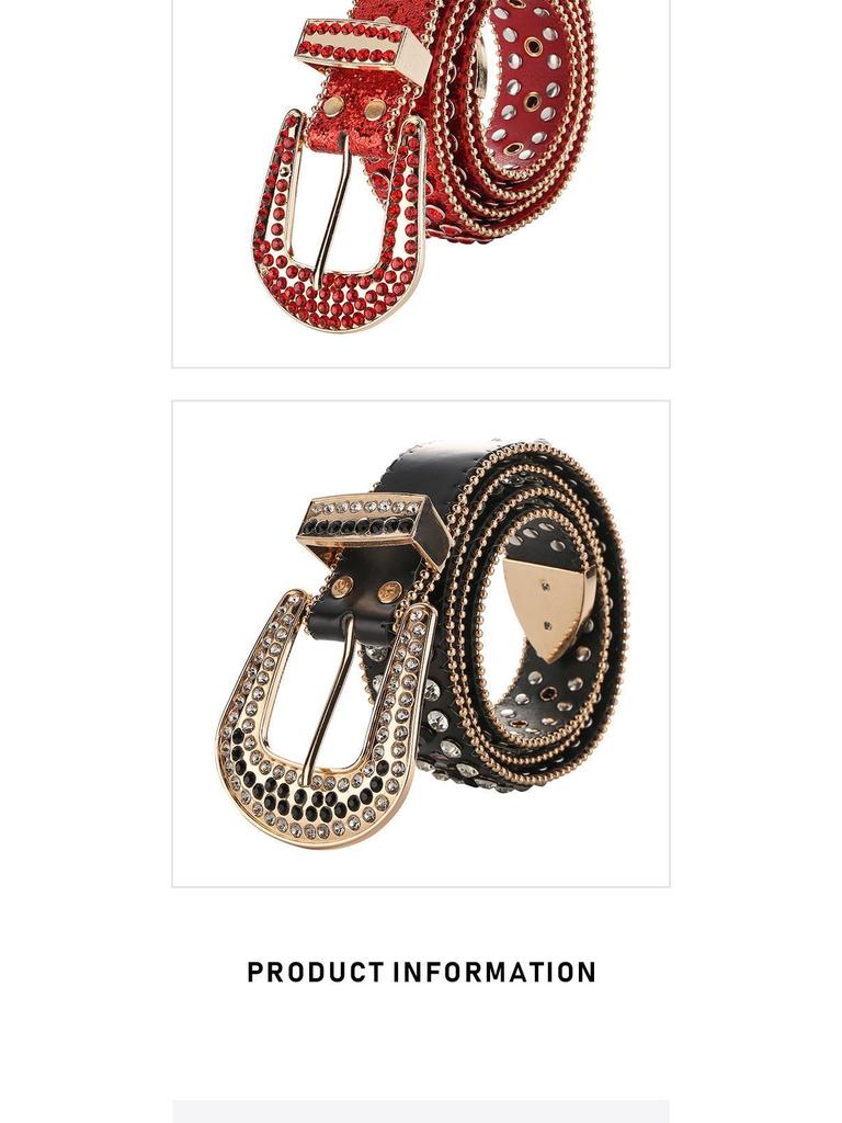 Women's Rhinestone Crystal Waist Belt for Jeans or Dress, European and American Style with Inlaid Rivets